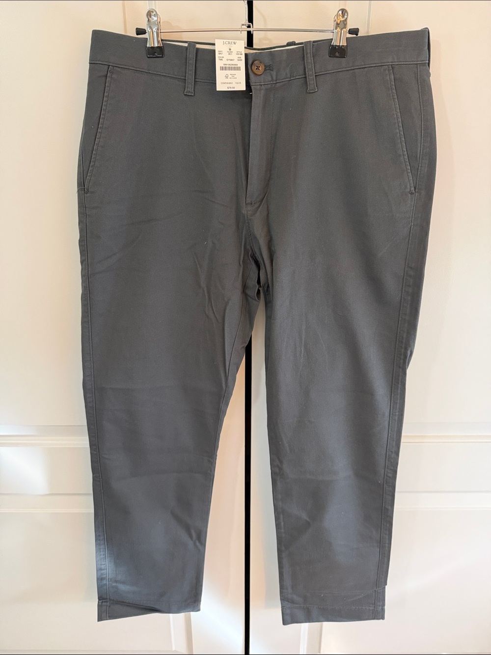 J. Crew Flex Men's Charcoal Gray Chino Pants NWT